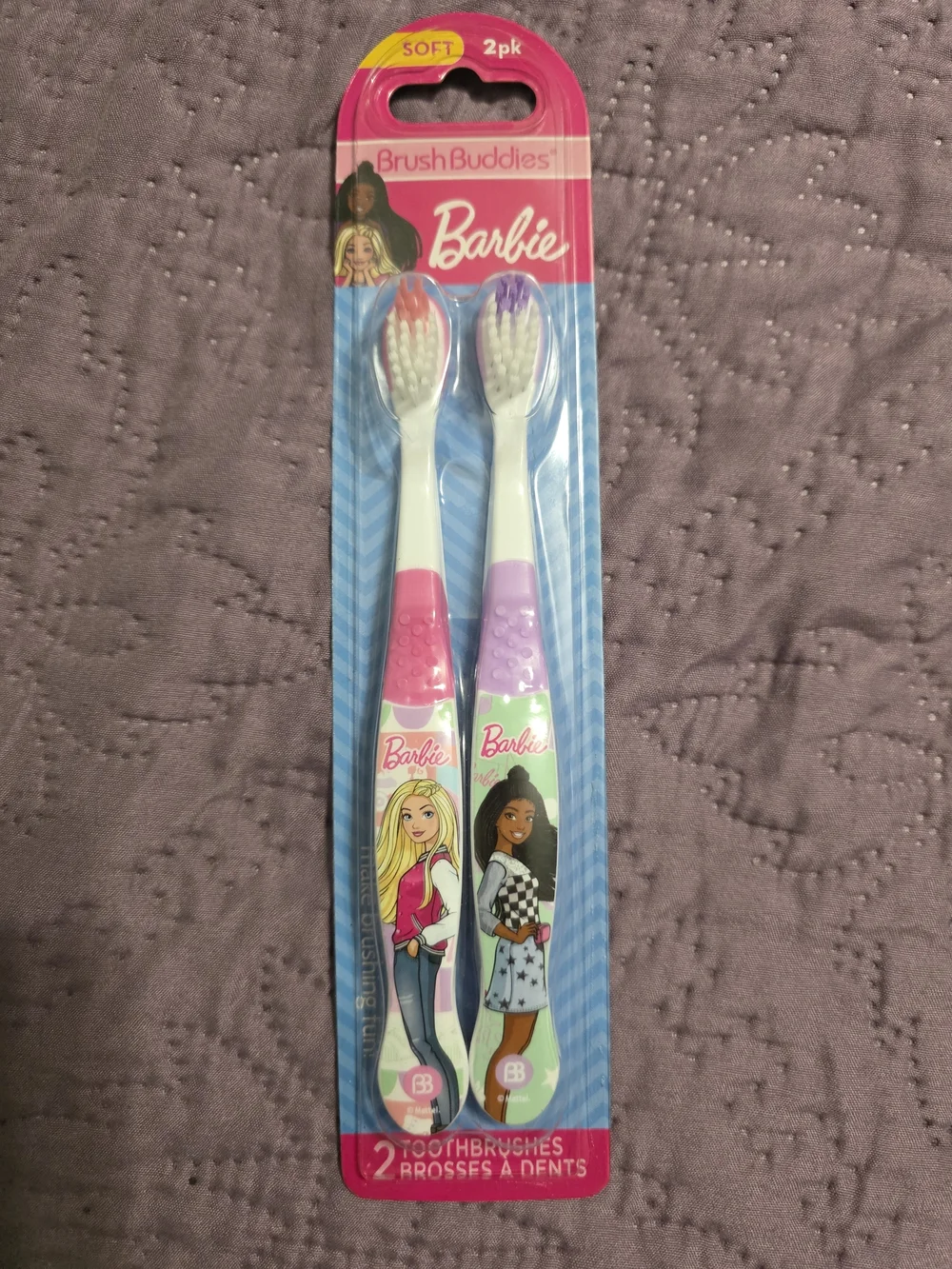 Barbie Kids Soft Toothbrushes - Pink & Purple (2-Pack)